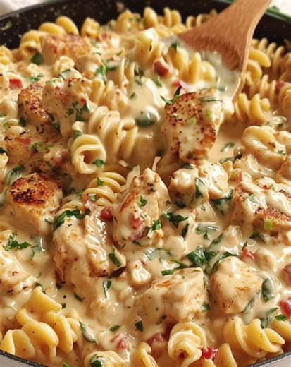 🍝 Creamy Chicken Tuscan Pasta 😍 Juicy chicken, sun-dried tomatoes & spinach in a rich garlic cream sauce — all tossed with tender pasta! ❤️ ✨ Main Ingredients: • Chicken breast • Sun-dried tomatoes • Spinach • Parmesan cream sauce Full creamy recipe in C.o.m.m.e.n.t.s 💬👇 | Kinsley Recipes