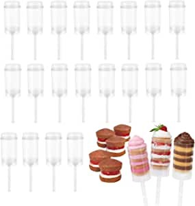 20 Pcs Push Up Cake Shooter,round Shaped Push Pops Plastic Cake Containers,pusher Clear Cake Mold With Lids For Bakery Diy Kitchen Home