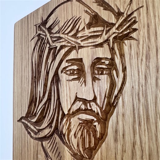 Jesus Christ Wood Carving – Face of Christ With Crown of Thorns, Christian Wall Art, Handmade, Oak Wood, Religious Decor - Etsy