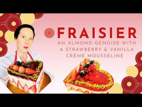 Fraisier Cake - Almond Genoise with a Vanilla-Strawberry Cream #fraisier #entremets #patisserie