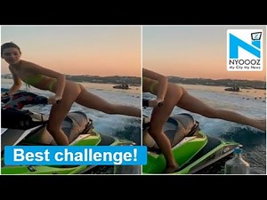 Kendall Jenner' jet skiing bottle cap challenge is too hot to handle