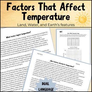 Factors That Affect Temperature l Specific Heat l Reading & Graphing Worksheet