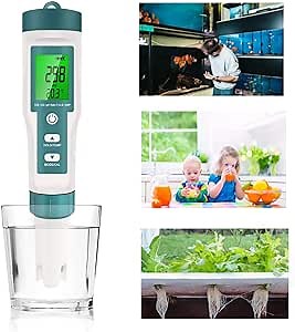 TDS Meter Digital Water Tester, 8-in-1 pH TDS PPM EC Salt ORP H2 Temp Water Tester for Drinking Water pH Meter for Water High Accuracy, Ideal for Pool/Aquarium/Water/Wine (IP67)