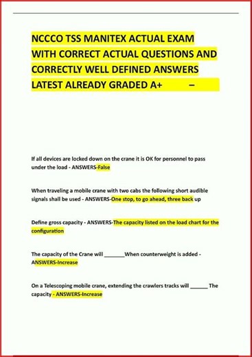 Nccco Tss Manitex Actual Exam With Correct Actual Questions video