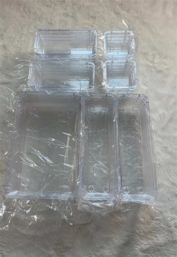 Clear Vanity Drawer Organizers in Four Sizes