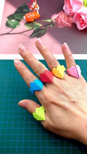 paper crafts creator on Instagram: "The love ring is super simple and you can learn it once you learn it. Give it to the Ta#handmade #origami #handmade #diy #ring #origami #tutorial paper craft ideas"