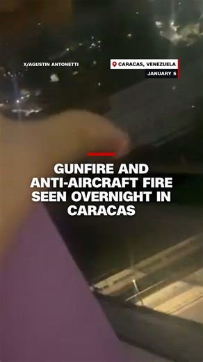 Gunfire rang out in Venezuela's capital, Caracas, on Monday night. Video verified by CNN shows anti-aircraft fire above the city. Officials say the incident was caused by a miscommunication between security forces operating near the presidential palace. https://cnn.it/4biE0vp | CNN International