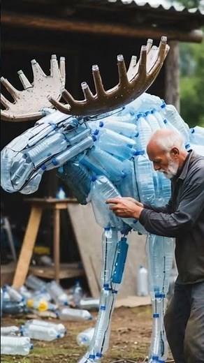 Unbelievable! Moose Sculpture Made Completely From Waste Plastic Bottles @aigeneratedvideo-u9m
