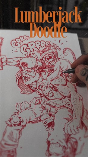 Uman art on Instagram: "Lumberjack under attack 😬 Doodle drawing"