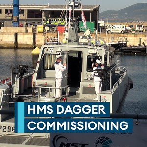 Watch the moment HMS Dagger is commissioned into the Royal Navy Gibraltar Squadron. 🇬🇮 The patrol boat joins her sister boat HMS Cutlass in the role of 'guardians of the Rock'. 🪨 | Forces News