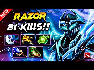 Dota 2 RAZOR Gameplay | 21 Kill RAZOR DOTA 2 Gameplay | Razor Carry Build Pro Gameplay Guide 7.39