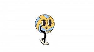 A retro cartoon style baseball character, walking in a seamless loop animation. Transparent background for easy use in designs and overlays