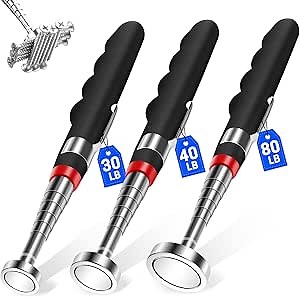 Mulwark 5 pcs Telescoping Magnetic Pickup Tool with Strong Pull Force: Non-Slip Extendable Magnet Pickup Tool: Telescopic Magnetic Pick-Up Tool with Extra Strong Magnet: Extendable Magnet Stick