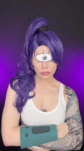 Jo Steel on Instagram: "The process behind my Leela cosplay from Futurama! 👁️ I wanted to accurately portray the size of her eye so this time I used a prop rather than painting it directly, or using one of my own eyes which is how people normal cosplay her. #makeuptutorial #futurama #makeup #leela #cosplay"