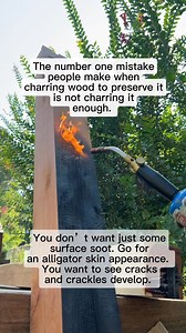 Charring mistakes. Charring wood, a technique known as yaki sugi in Japan (which literally means burned cedar), is a traditional wood preservation technique that's been used throughout the world for thousands of years. It can be a very effective natural wood preservation technique, but you have to char the wood deeply enough. You want to see crackling at a minimum. Some Japanese artisans recommend a depth of 3-5 mm of char for maximum protection. #timberframe #timberframing #woodworking #woodwor