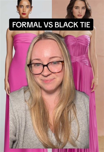 formal vs black tie dresses, can you tell me which is which?! 👀 let me know how you did in the comments! #dresscode #weddingguest #weddingguestdress #blacktiedress #formaldress