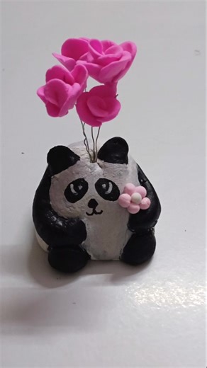 DIY cute animal flower pot 🐼 | cute home decor #diy #trending #viralvideo #clayart #ideas #trending