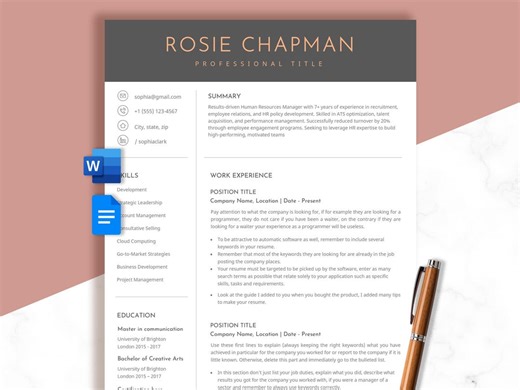 Executive Resume Template, Cv Template Word, Resume Google Docs, CV Template Modern, Professional Resume Template, 1, 2,3 Page, CTO Resume - Etsy Canada