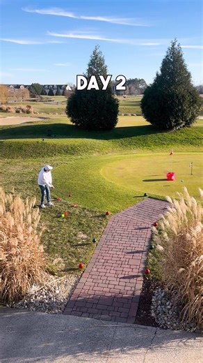 Setting Up Bucket Golf Challenge on Practice Green