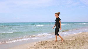 Girl Doing Gymnastics on Beach. Stock Footage - Video of enjoy, harmony: 216568802