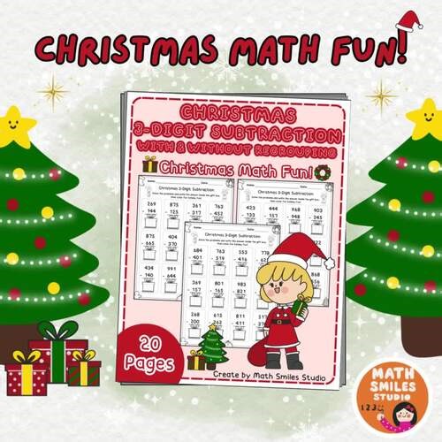 Christmas 3-Digit Subtraction With & Without Regrouping | Holiday Math 2nd-3rd