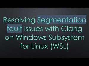 Resolving Segmentation fault Issues with Clang on Windows Subsystem for Linux (WSL)