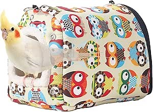 Bird Bed for Cage – Parrot House & Parakeet Bed & Bird nest, Designed for Long-Tailed Birds, Washable Mats, Versatile Placement Inside and Outside The Cage (Small)