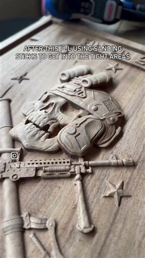 Using the SurfPrep sander for my initial sanding of 3D carves