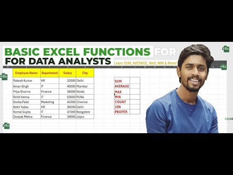 Top 10 Basic Excel Functions Every Data Analyst Must Know | Excel Tutorial for Beginners"