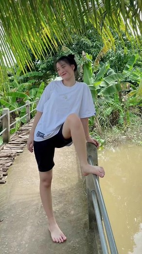 Barefoot Balance Pose in Tropical Paradise