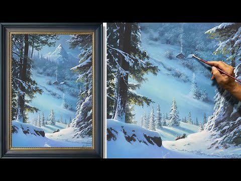 "Light night" Acrylic painting Winter landscape. Artist - Viktor Yushkevich. #166