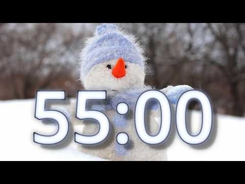 55 Minute Cute Winter Snowman Countdown Timer (Soothing Wind Chimes Alarm)