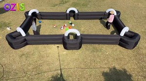 OZIS Inflatable Soccer Pool Giant Table Football Pool Pitch Billiards Inflatable Football Billiard Ball Game with Blower & 16 Balls Durable Materials for Backyard Outdoors Indoor Sports Game(Black)