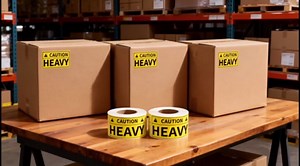 L LIKED Caution Heavy Sticker, 2 x 4 inch Yellow Heavy Special Handling Shipping Pallet Label Stickers, Caution Warning Labels for Shipping, Packing and Moving (300 Labels/Roll
