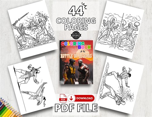 Battle of Legends Coloring Pages | 50 Pages | Fan MK Coloring Book for Kids and Adults | Digital Download | 8.5x11" - Etsy