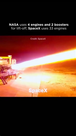 Artificial Intelligence (AI) | Business | Impacts on Instagram: "4 Engines vs 33. Same Mission. Very Different Thinking 🚀 Two rockets lift off. Two totally different philosophies. SpaceX looks at launch and says: add more engines. Starship uses 33 engines firing together. If one fails, the others keep going. It’s built around redundancy, rapid iteration, and the idea that software and control systems can manage extreme complexity. NASA takes the opposite route. Fewer engines. Massive boosters.