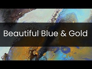 Beautiful Blue And Gold Fluid Art Acrylic Pour Painting