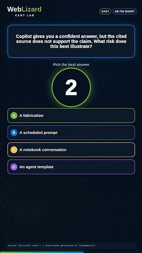 AB-730: Copilot Fabrications Practice Question