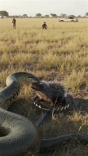 Giant Anaconda Attacks Trapped Porcupine!🐍🦔거대한 아나콘다가 덫에 걸린 고슴도치를 공격합니다! 결과는? #viral