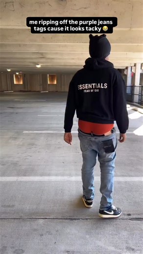 Tyson Alberdi on Instagram: "Ripping the tags off my purple jeans only feels right 😭😭 #purplejeans #funny #streetwear #blowthisup #relatable #mensfashion"