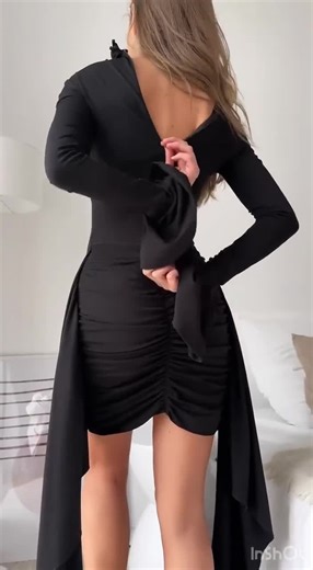 Long Sleeve Ruched Mini Dress – Elegant Stretch Bodycon Dress With Draped Detail, Party, Club & Holiday Outfit, Clothing Gift for Her, Wife - Etsy