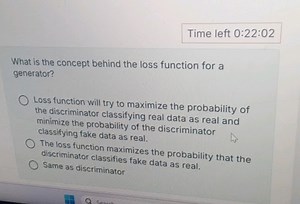 Time left 0:22:02What is the concept behind the loss function... | Filo
