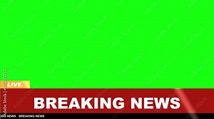 Breaking news tv banner, banner layout design template for main broadcast news headlines, video and media channels, set of banners in red and black, breaking news tv banner on green screen background