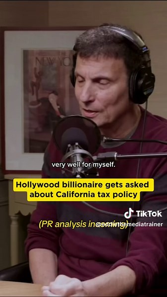 Hollywood mogul Ari Emmanuel got asked about his wealth and thoughts on California tax policy in a podcast interview… lets assess how he handled it from a PR and communications perspective 👀 #mediatraining #publicrelations #communications #prtips #podcastinterview