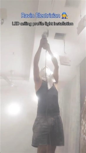 ceiling LED profile light installation #electrician #fallceiling #interior #design #foryou