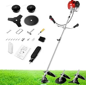 58cc Brush Cutter Gas Powered 2-Cycle 4 in 1 Gas Weed Eater 18.5" Cutting Path Gas Weed Wacker with 4 Detachable Heads Straight Shaft String Trimmer Grass Cutter Machine for Lawn Care, Red