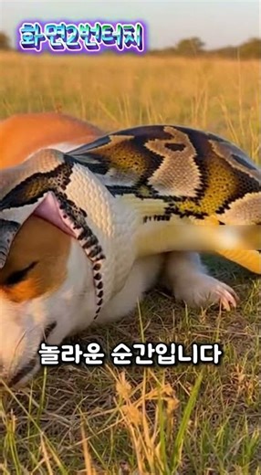 The moment a 3m long python sucks up a Welsh Corgi