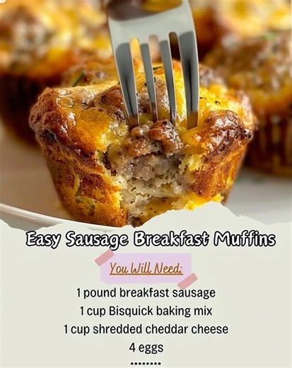 8.6K views · 16 reactions | Easy Sausage Breakfast Muffins 療 Ingredients: 1 pound breakfast sausage 1 cup Bisquick baking mix ...... Full Recipe in Coʍmеոτ  | Cooking Ideas & Recipes | Facebook