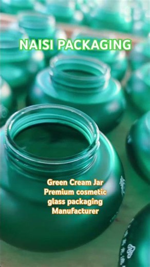 Green Cream Jar | Premium Cosmetic Glass Packaging Manufacturer #creamjar #glassbottle #factory
