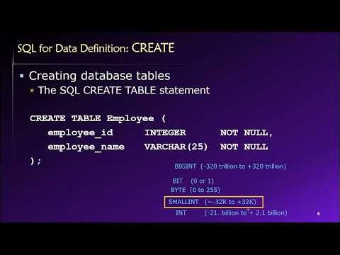 Topic 03, Part 02 - Introduction to the SQL CREATE TABLE Statement